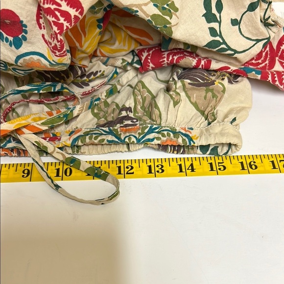 Apostrophe Skirt Women Medium Yellow Tan Tier Ruffle Floral Resort Tropic Cotton - Picture 6 of 11